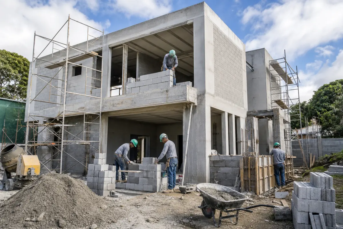 Construcción de casa en concreto y block
